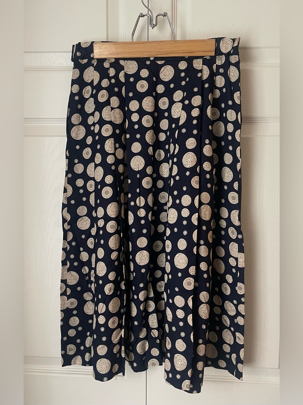 Pendleton Navy Skirt with Cream Circle Print
